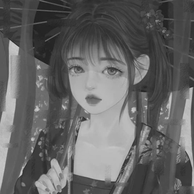 网红手绘黑白图片女生头像