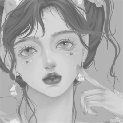 网红手绘黑白图片女生头像