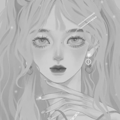 网红手绘黑白图片女生头像