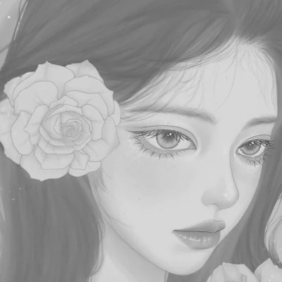 网红手绘黑白图片女生头像