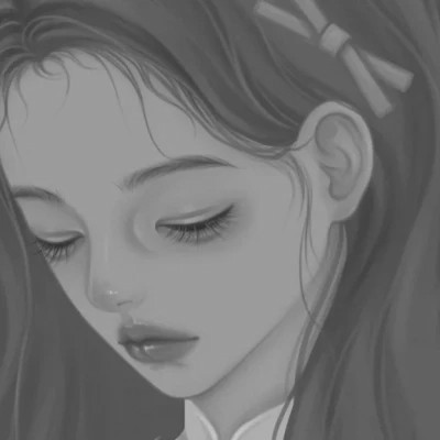 网红手绘黑白图片女生头像
