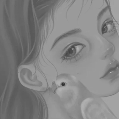 网红手绘黑白图片女生头像