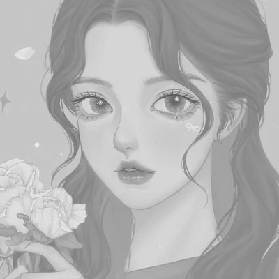 网红手绘黑白图片女生头像