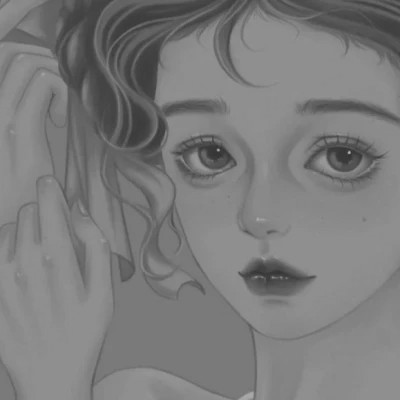 网红手绘黑白图片女生头像