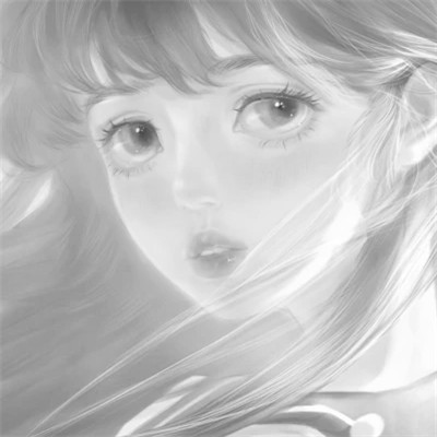 网红手绘黑白图片女生头像