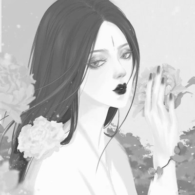 黑白女漫画头像