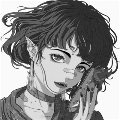 黑白女漫画头像