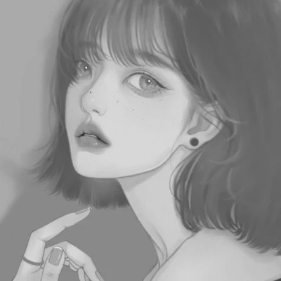 黑白女漫画头像