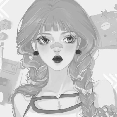 黑白女漫画头像