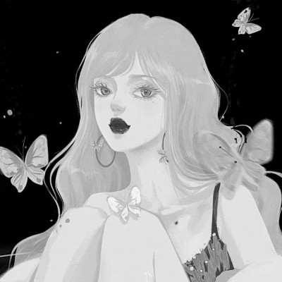 黑白女漫画头像