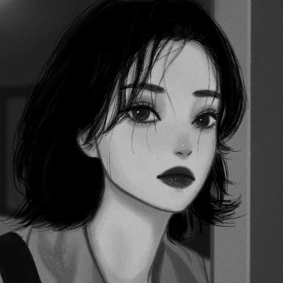 黑白女漫画头像