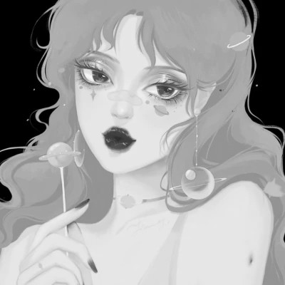 黑白女漫画头像