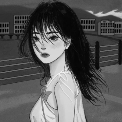 黑白女漫画头像