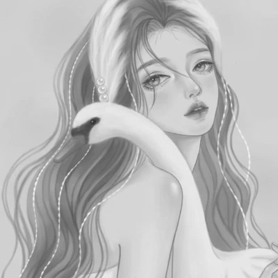 黑白女漫画头像