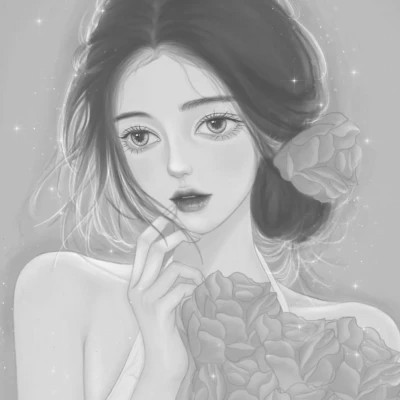 黑白女漫画头像