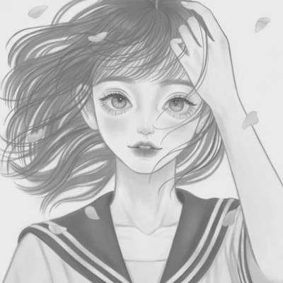 黑白女漫画头像