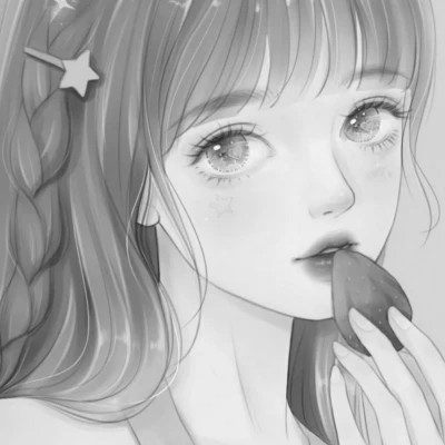 黑白女漫画头像