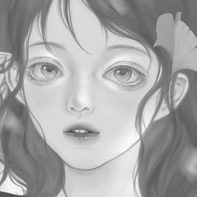 黑白女漫画头像