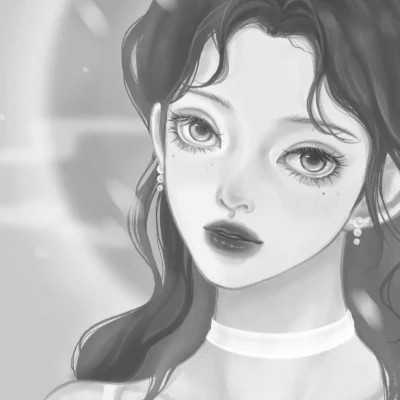 黑白女漫画头像