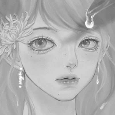 黑白女漫画头像