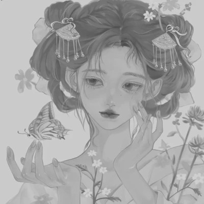 黑白女漫画头像