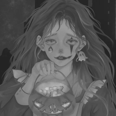 黑白女漫画头像