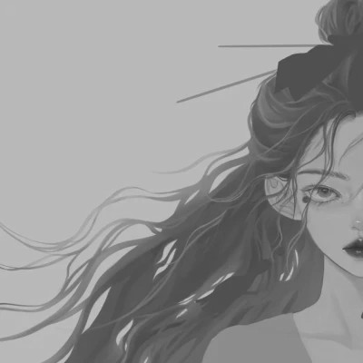 黑白女漫画头像