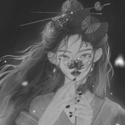 黑白女漫画头像