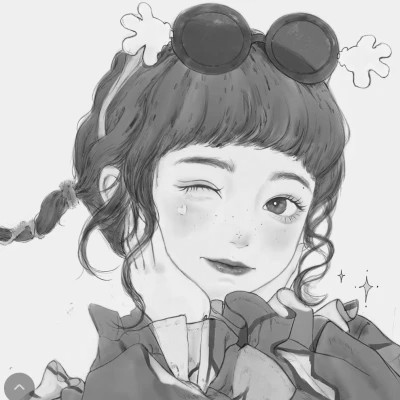 黑白女漫画头像