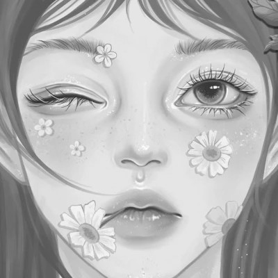 黑白女漫画头像