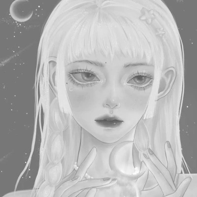 黑白女漫画头像