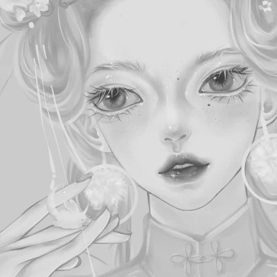 黑白女漫画头像