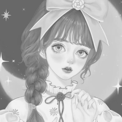 黑白女漫画头像