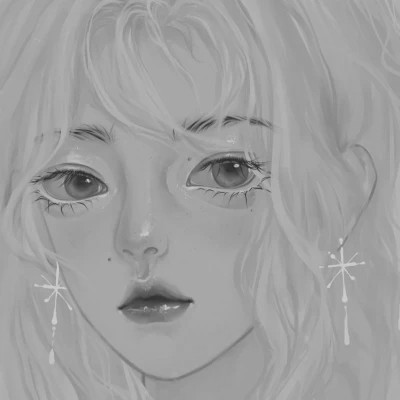 黑白女漫画头像