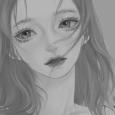 黑白女漫画头像