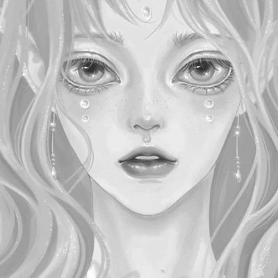 黑白女漫画头像