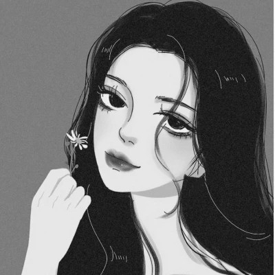 手绘头像女黑白