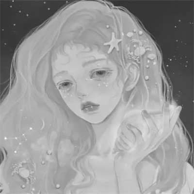 手绘头像女黑白