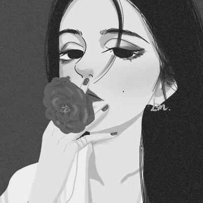 手绘头像女黑白