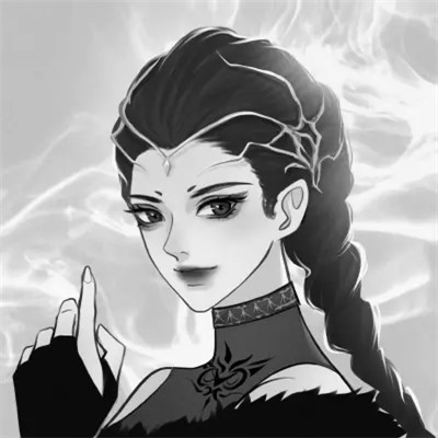手绘头像女黑白