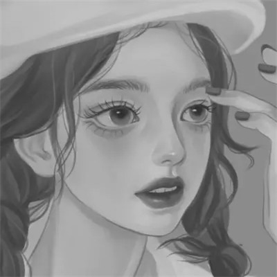 手绘头像女黑白