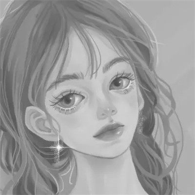 手绘头像女黑白
