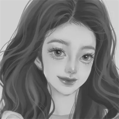 手绘头像女黑白