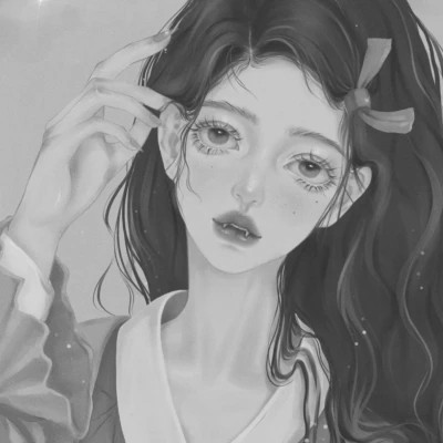 手绘头像女黑白