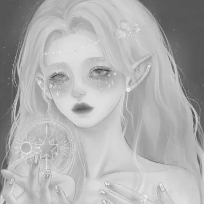 手绘头像女黑白