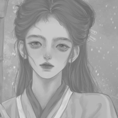 手绘头像女黑白