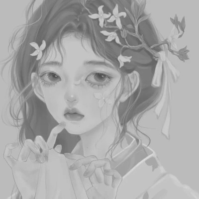手绘头像女黑白