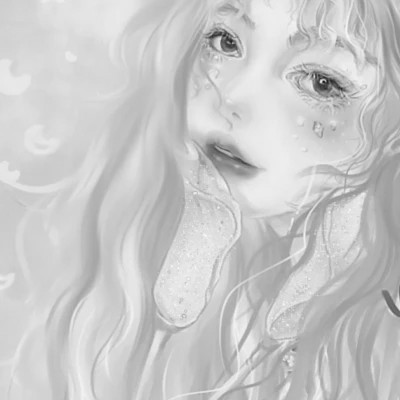 手绘头像女黑白