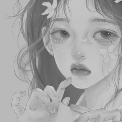 手绘头像女黑白