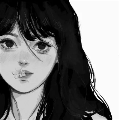 手绘头像女黑白
